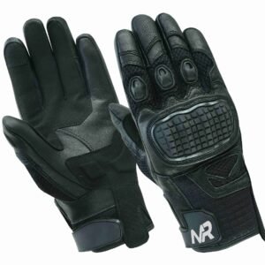 Leather Gloves Motorbike Motorcycle Black Leather