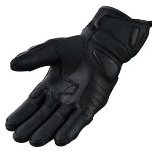 Leather motorbike gloves include aniline goatskin black leather