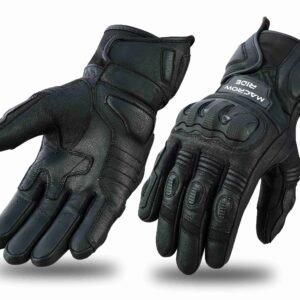 Leather motorbike gloves include aniline goatskin black leather
